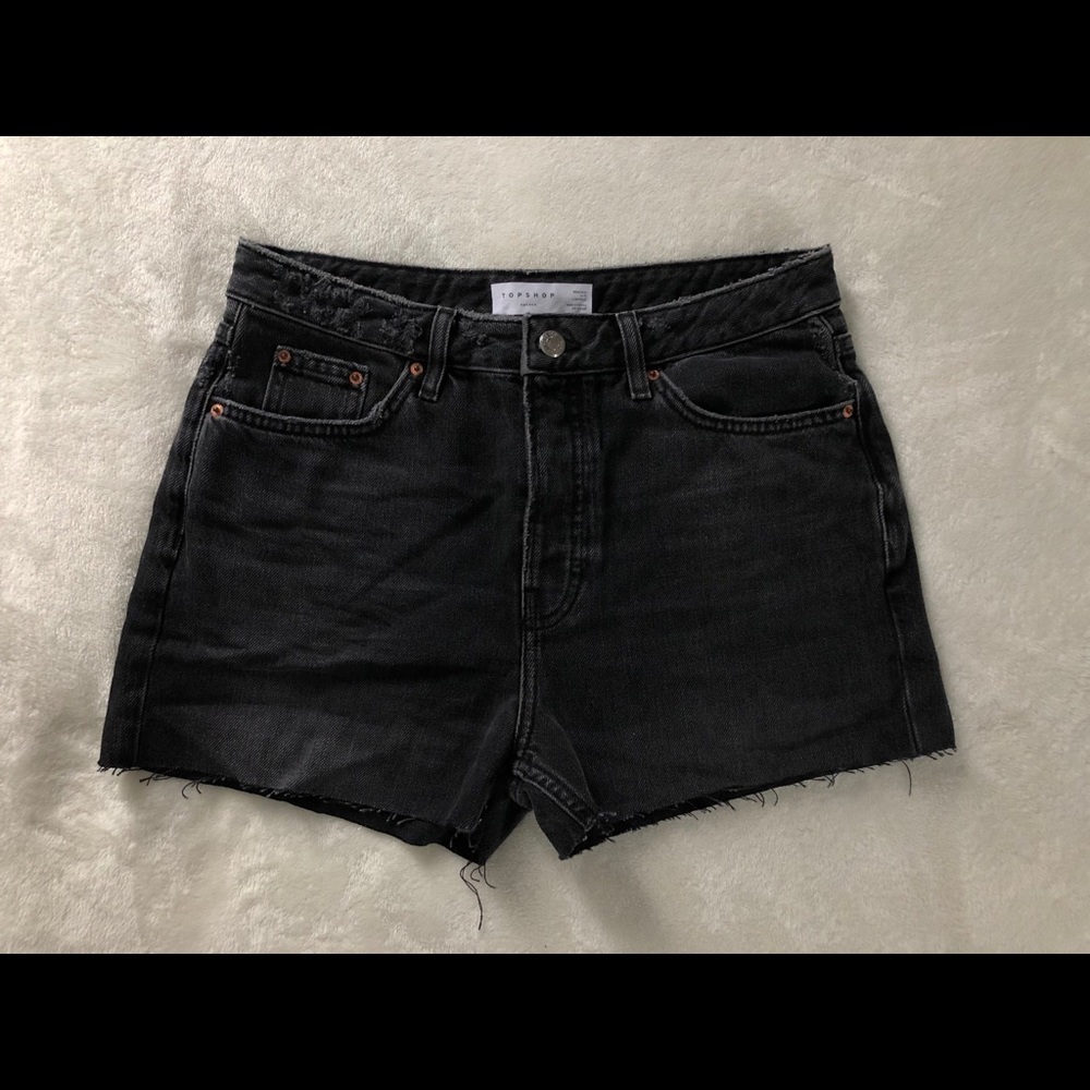 TOPSHOP black denim shorts - oversized